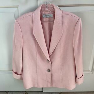 Tahari ASL Blush Pink 3/4 Sleeve Fully Lined Two Button Jacket Blazer Office